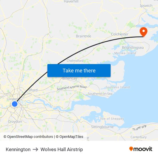 Kennington to Wolves Hall Airstrip map