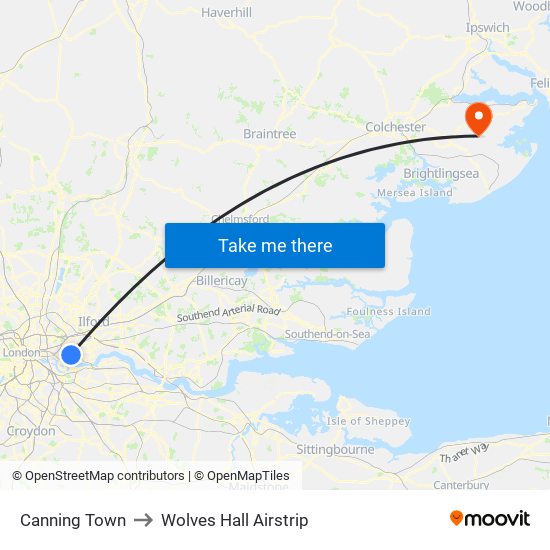 Canning Town to Wolves Hall Airstrip map