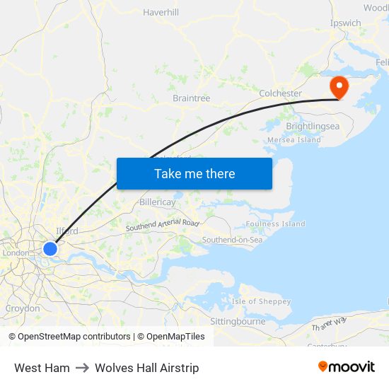 West Ham to Wolves Hall Airstrip map