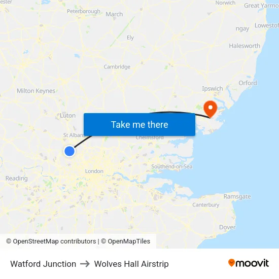 Watford Junction to Wolves Hall Airstrip map