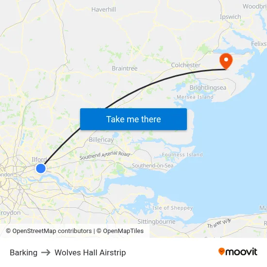 Barking to Wolves Hall Airstrip map