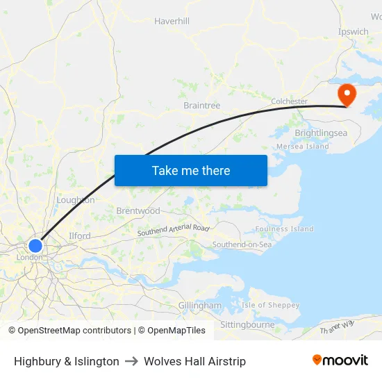 Highbury & Islington to Wolves Hall Airstrip map