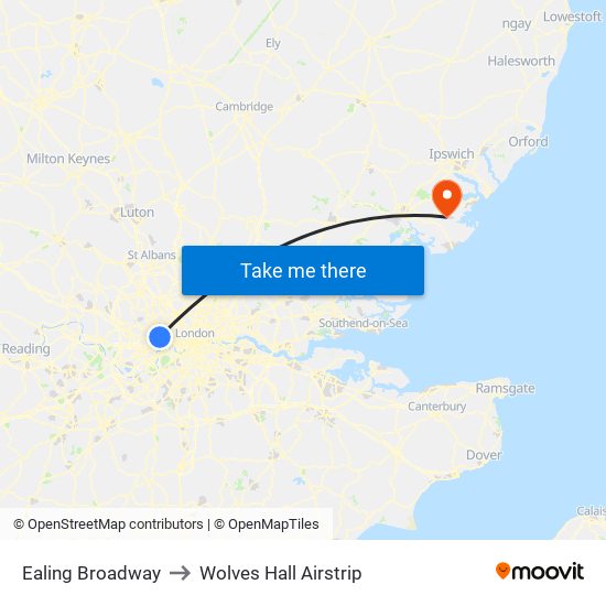 Ealing Broadway to Wolves Hall Airstrip map