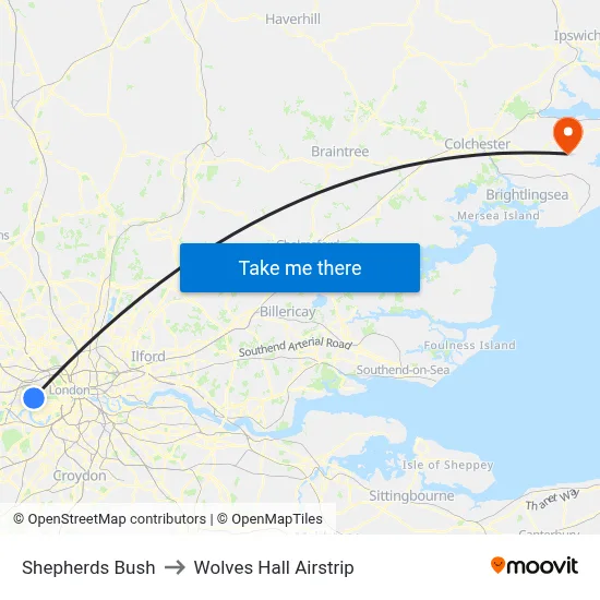 Shepherds Bush to Wolves Hall Airstrip map
