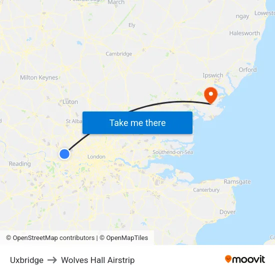 Uxbridge to Wolves Hall Airstrip map