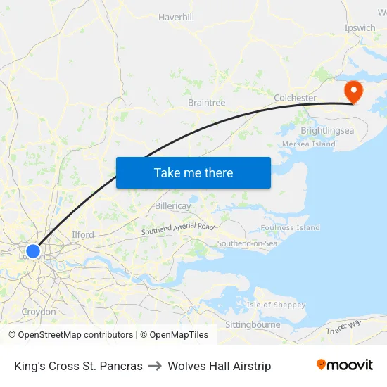 King's Cross St. Pancras to Wolves Hall Airstrip map