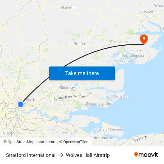 Stratford International to Wolves Hall Airstrip map