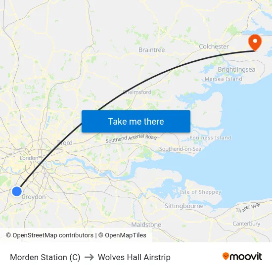 Morden Station (C) to Wolves Hall Airstrip map