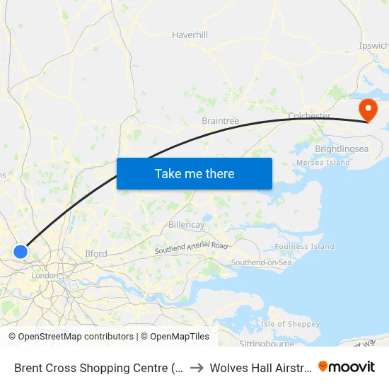 Brent Cross Shopping Centre (C) to Wolves Hall Airstrip map