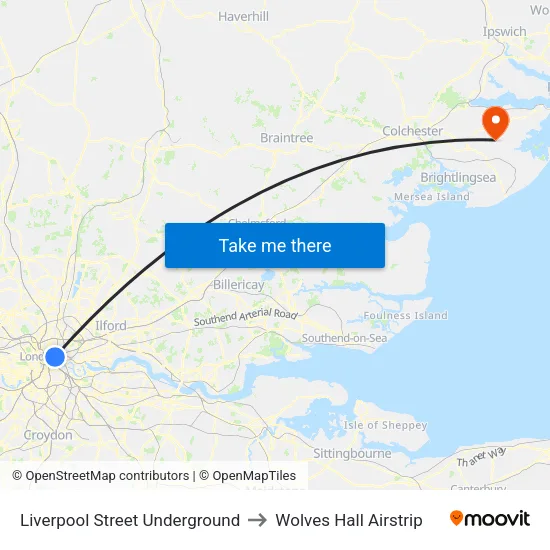 Liverpool Street Underground to Wolves Hall Airstrip map