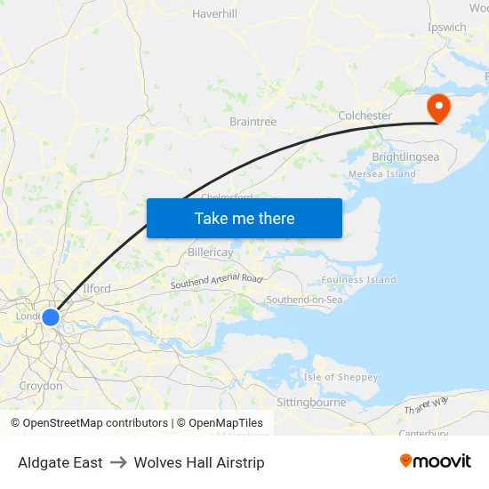 Aldgate East to Wolves Hall Airstrip map