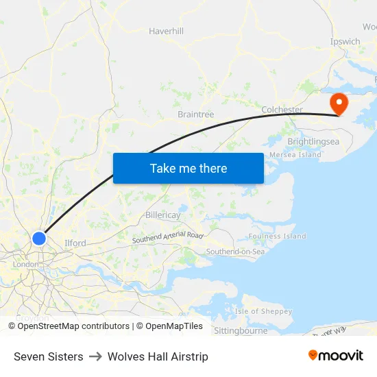 Seven Sisters to Wolves Hall Airstrip map