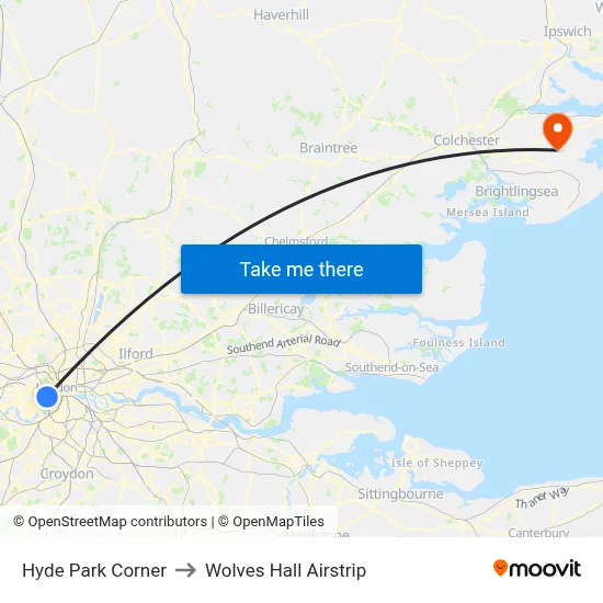 Hyde Park Corner to Wolves Hall Airstrip map