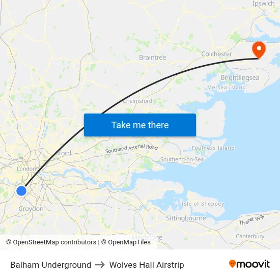Balham Underground to Wolves Hall Airstrip map