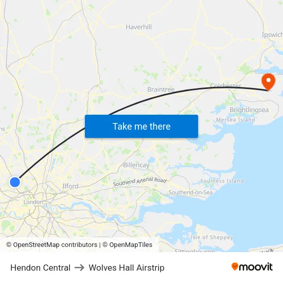 Hendon Central to Wolves Hall Airstrip map