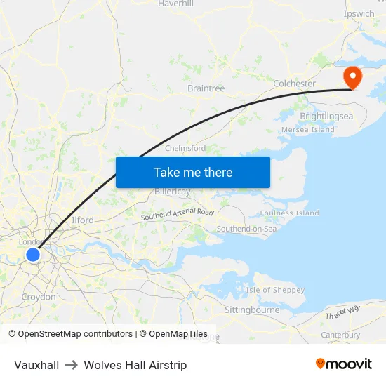 Vauxhall to Wolves Hall Airstrip map