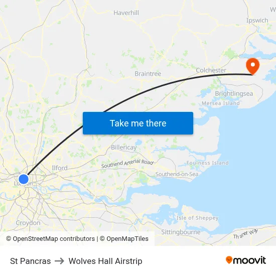 St Pancras to Wolves Hall Airstrip map