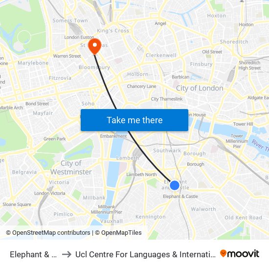 Elephant & Castle to Ucl Centre For Languages & International Education map