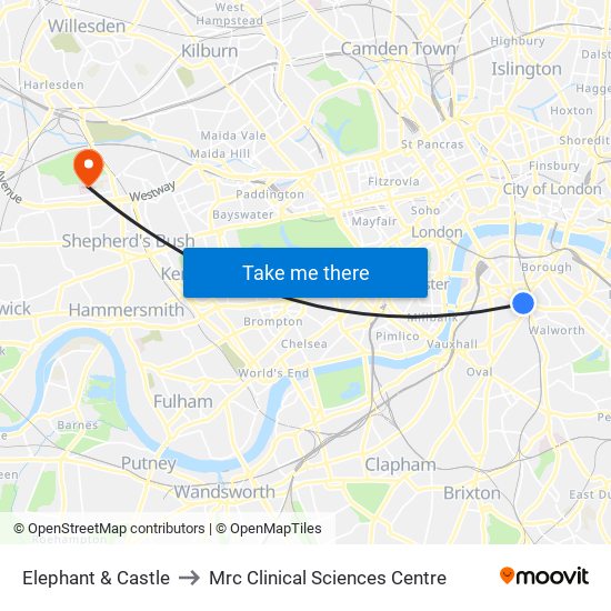 Elephant & Castle to Mrc Clinical Sciences Centre map