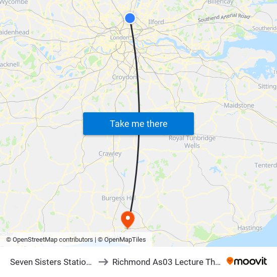 Seven Sisters Station (D) to Richmond As03 Lecture Theatre map