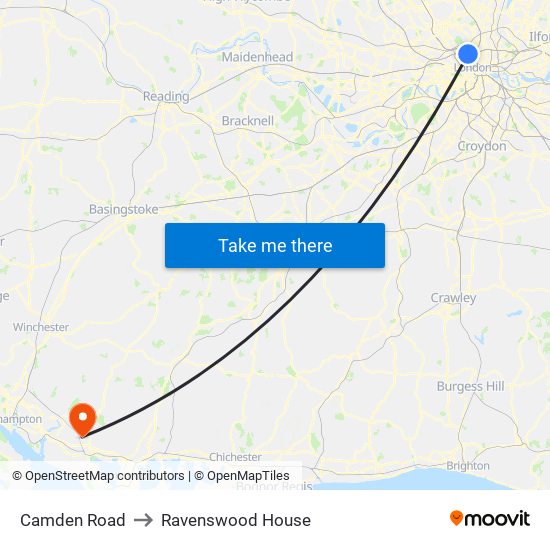 Camden Road to Ravenswood House map