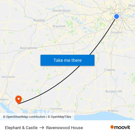 Elephant & Castle to Ravenswood House map