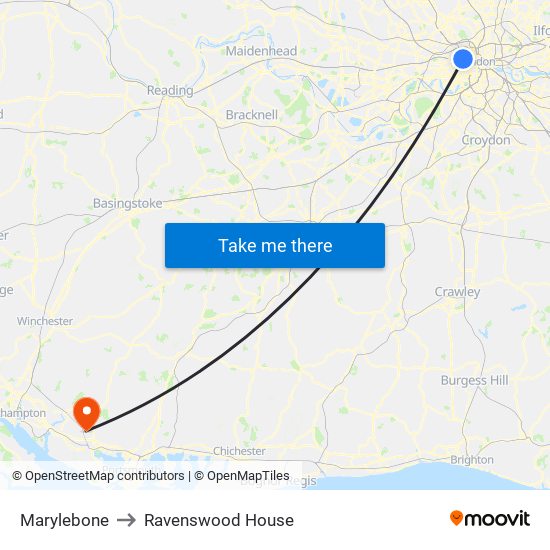 Marylebone to Ravenswood House map