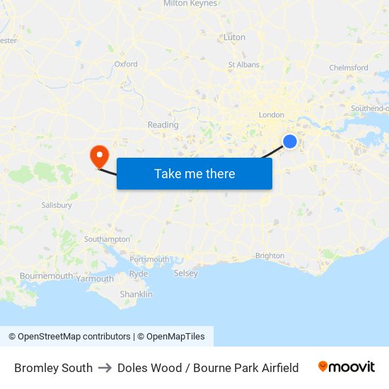 Bromley South to Doles Wood / Bourne Park Airfield map