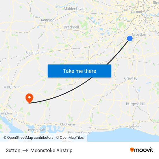 Sutton to Meonstoke Airstrip map