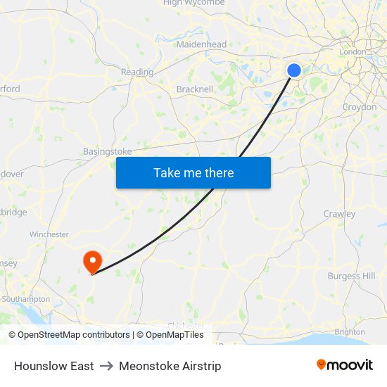 Hounslow East to Meonstoke Airstrip map