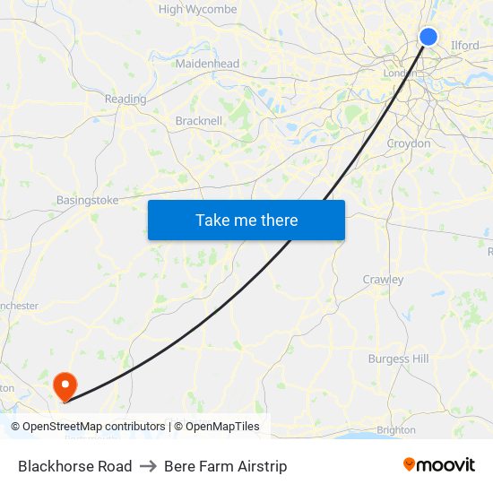 Blackhorse Road to Bere Farm Airstrip map