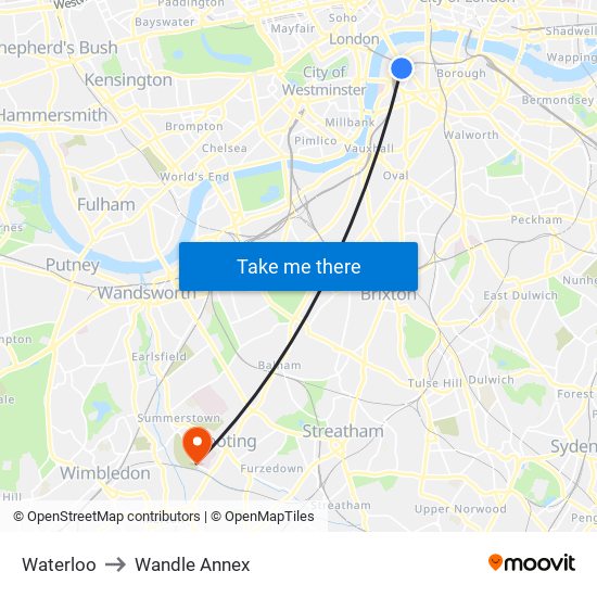 Waterloo to Wandle Annex map