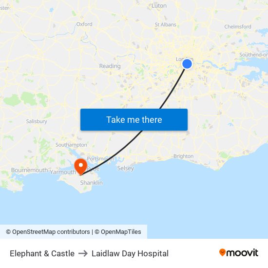 Elephant & Castle to Laidlaw Day Hospital map