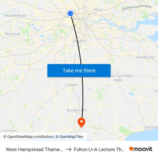 West Hampstead Thameslink to Fulton Lt-A Lecture Theatre map