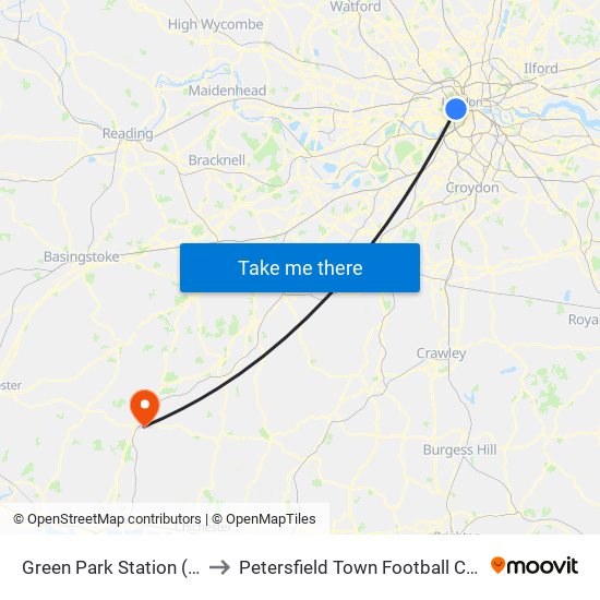 Green Park Station (H) to Petersfield Town Football Club map