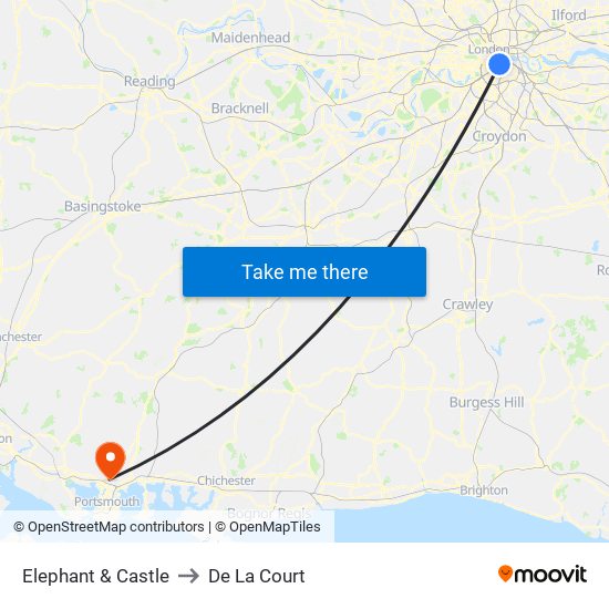 Elephant & Castle to De La Court map