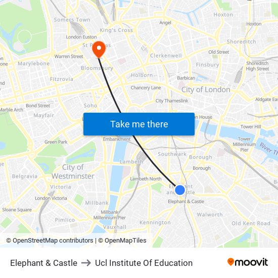 Elephant & Castle to Ucl Institute Of Education map
