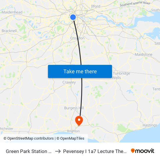 Green Park Station (H) to Pevensey I 1a7 Lecture Theatre map