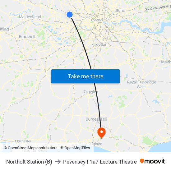 Northolt Station (B) to Pevensey I 1a7 Lecture Theatre map