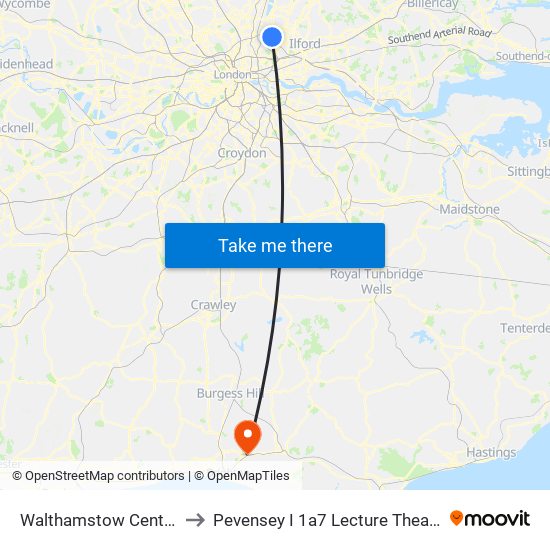 Walthamstow Central to Pevensey I 1a7 Lecture Theatre map