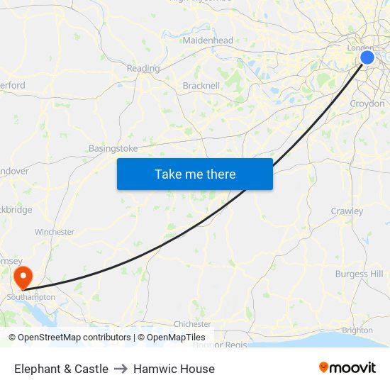 Elephant & Castle to Hamwic House map