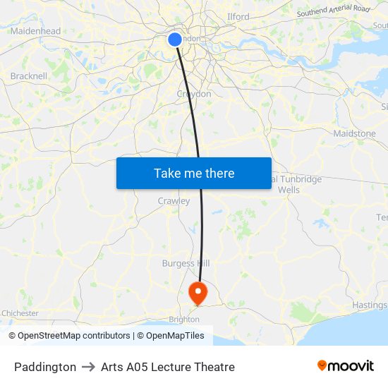 Paddington to Arts A05 Lecture Theatre map