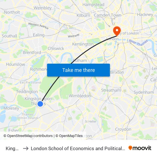 Kingston to London School of Economics and Political Science (LSE) map