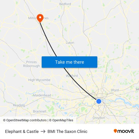 Elephant & Castle to BMI The Saxon Clinic map
