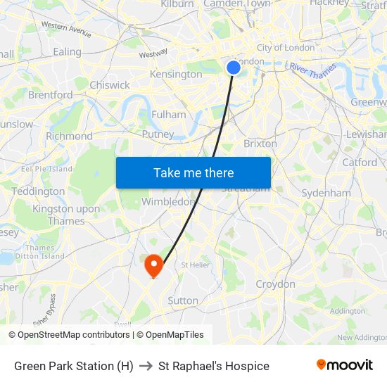 Green Park Station (H) to St Raphael's Hospice map