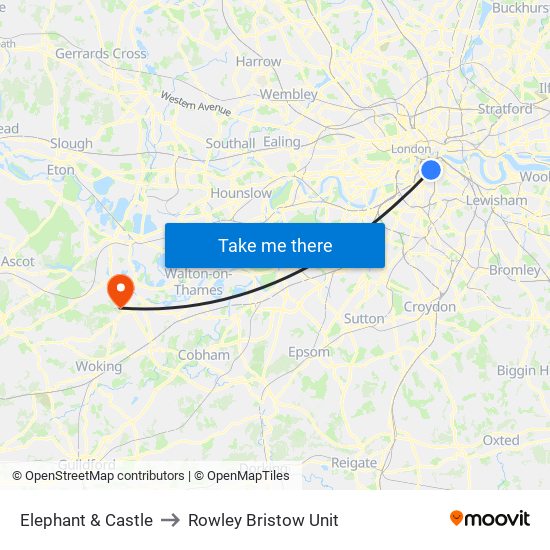 Elephant & Castle to Rowley Bristow Unit map