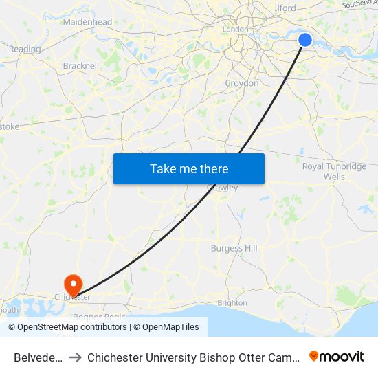 Belvedere to Chichester University Bishop Otter Campus map