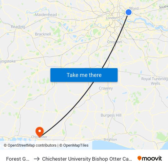 Forest Gate to Chichester University Bishop Otter Campus map