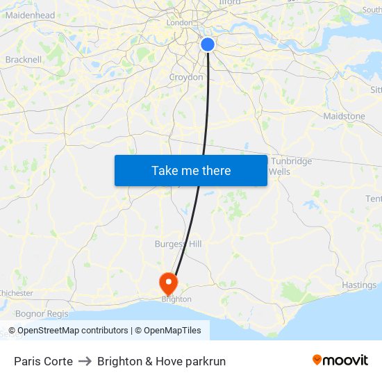 Paris Corte to Brighton & Hove parkrun map