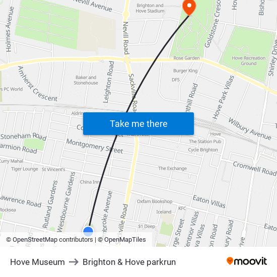 Hove Museum to Brighton & Hove parkrun map